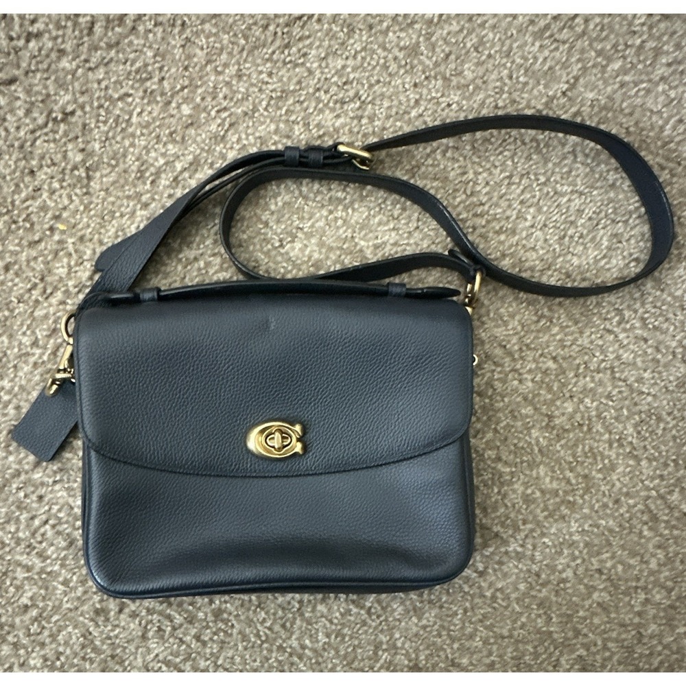 Coach Cassie Turnlock Crossbody Bag Navy Pebbled